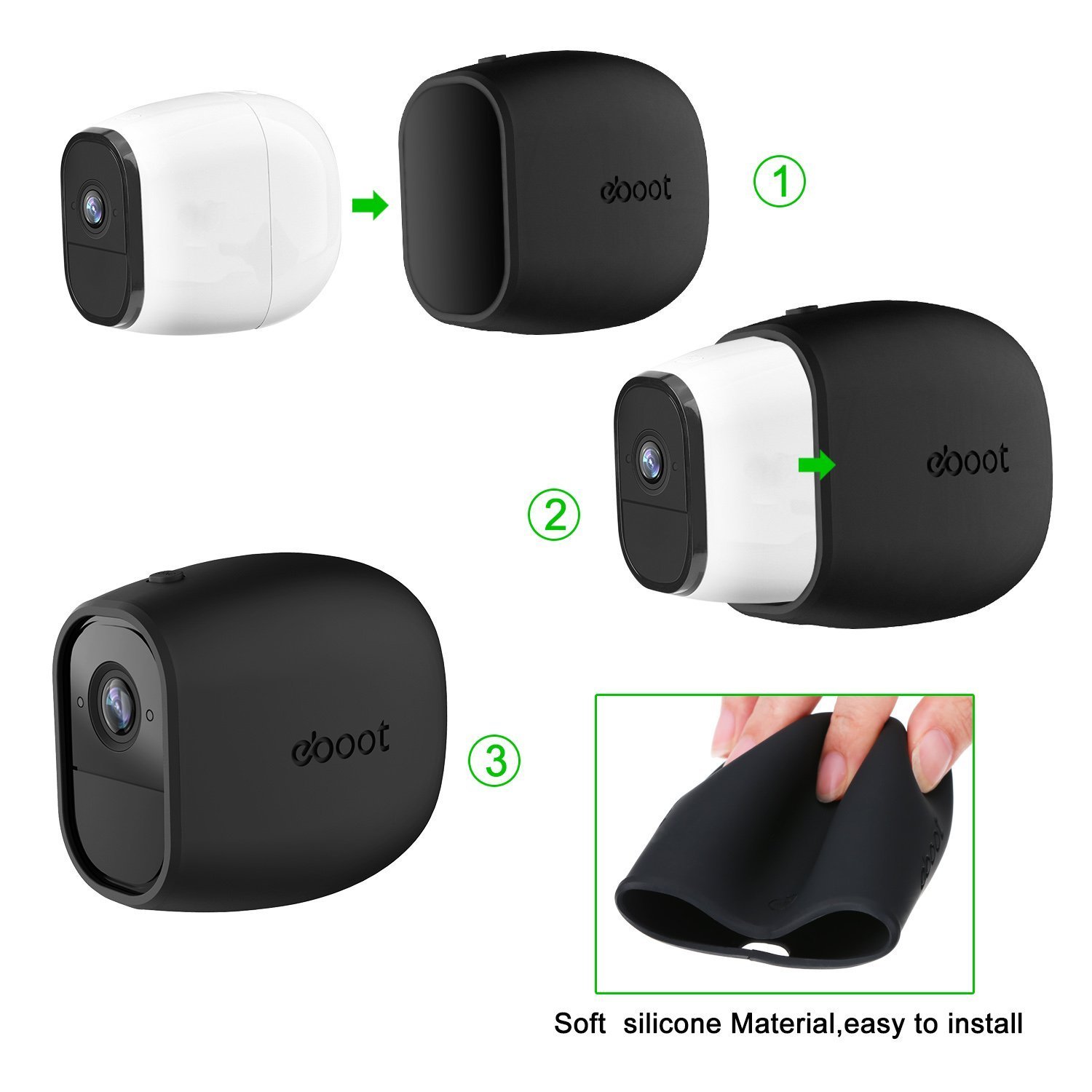 Silicone Skins Cover Protective Skin for Arlo Pro, Arlo Pro 2 Smart Security Wire-Free Cameras (4 Pack, Black)