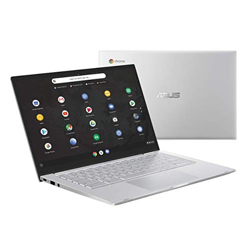 ASUS Chromebook C425 Clamshell Laptop, 14″ FHD 4-Way NanoEdge, Intel Core M3-8100Y Processor, 8GB RAM, 64GB eMMC Storage, Backlit KB, Silver, Chrome OS, C425TA-DH384