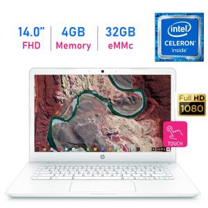 HP Chromebook 14-inch Touchscreen (1920×1080) FHD IPS WLED-Backlit Display Laptop PC, Intel Dual Core Celeron N3350 up to 2.4GHz, 4GB LPDDR4 RAM, 32GB eMMC, B&O Play, Webcam, Bluetooth, Chrome OS