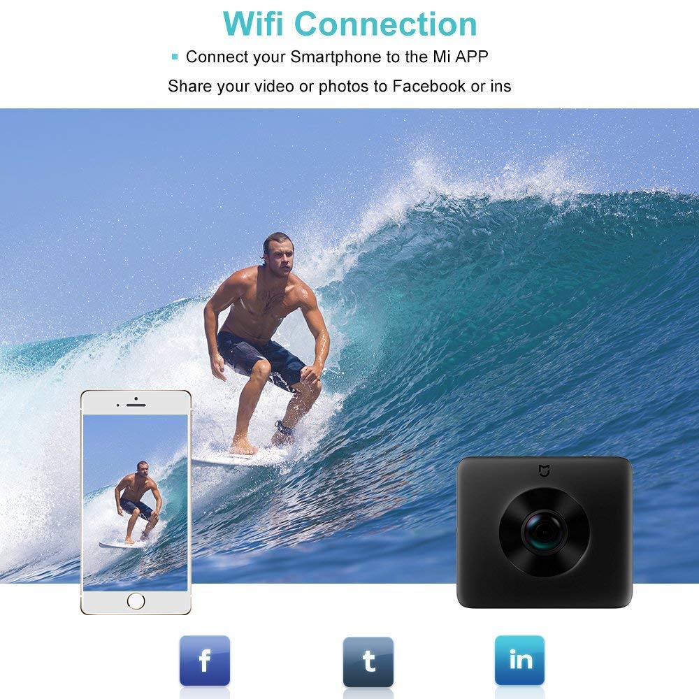 360 Camera, Xiaomi Mijia Mi Dual-Lens Sphere Action Cam WiFi Waterproof Panoramic Camera 3.5K HD Video Recording 23.88MP Photos with Sony Image Senor and Stabilizer