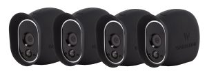 4 x Silicone Skins Compatible with Arlo Smart Security – 100% Wire-Free Cameras — by Wasserstein (Black)