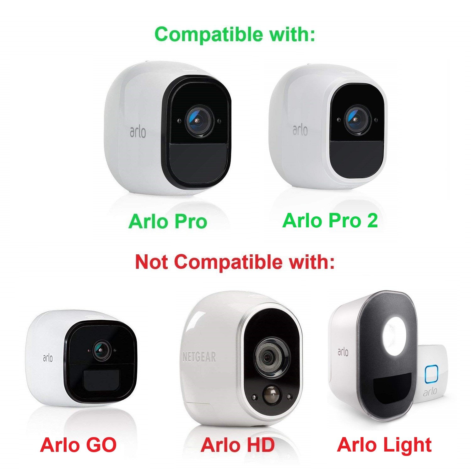 4 x Silicone Skins Compatible with Arlo Pro & Arlo Pro 2 Smart Security – 100% Wire-Free Cameras (Black)