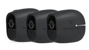 3 x Silicone Skins Compatible with Arlo Pro & Arlo Pro 2 Smart Security – 100% Wire-Free Cameras – by Wasserstein (3 Pack, Black)