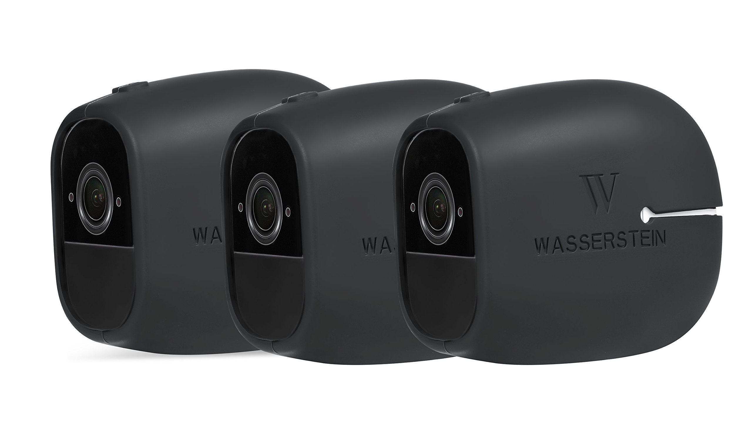 3 x Silicone Skins Compatible with Arlo Pro & Arlo Pro 2 Smart Security – 100% Wire-Free Cameras – by Wasserstein (3 Pack, Black)
