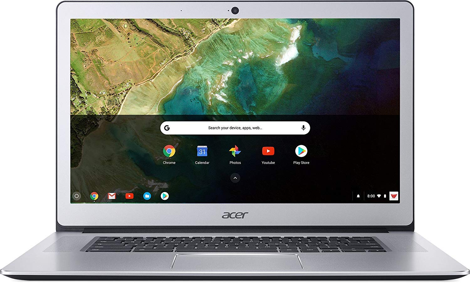 Acer Chromebook 15, Intel Celeron N3350, 15.6″ Full HD Touch, 4GB LPDDR4, 32GB Storage, Google Chrome, Pure Silver, CB515-1HT-C2AE, 15-15.99 inches