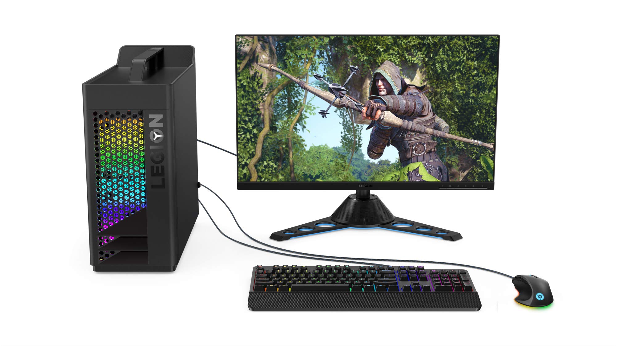 Lenovo GY40T26478 Legion K500 RGB Mechanical Gaming Keyboard, 3 Zone Full-Size Keyboard, 7 User Programmable Hot Keys; 16.8 Million Colors, 50 Million-Click Red Mechanical Keys, Detachable Palm Rest