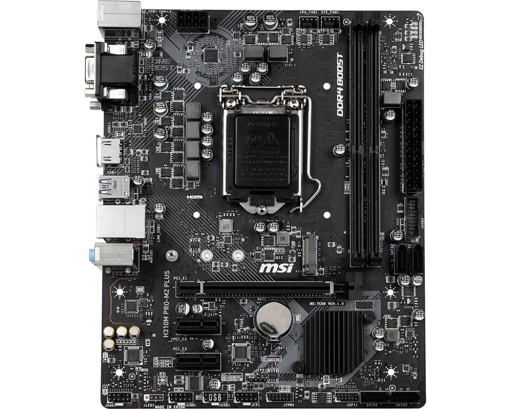 MSI ProSeries Intel Coffee Lake H310 LGA 1151 DDR4 D-Sub DVI HDMI Onboard Graphics Micro ATX Motherboard (H310M PRO-M2 Plus)