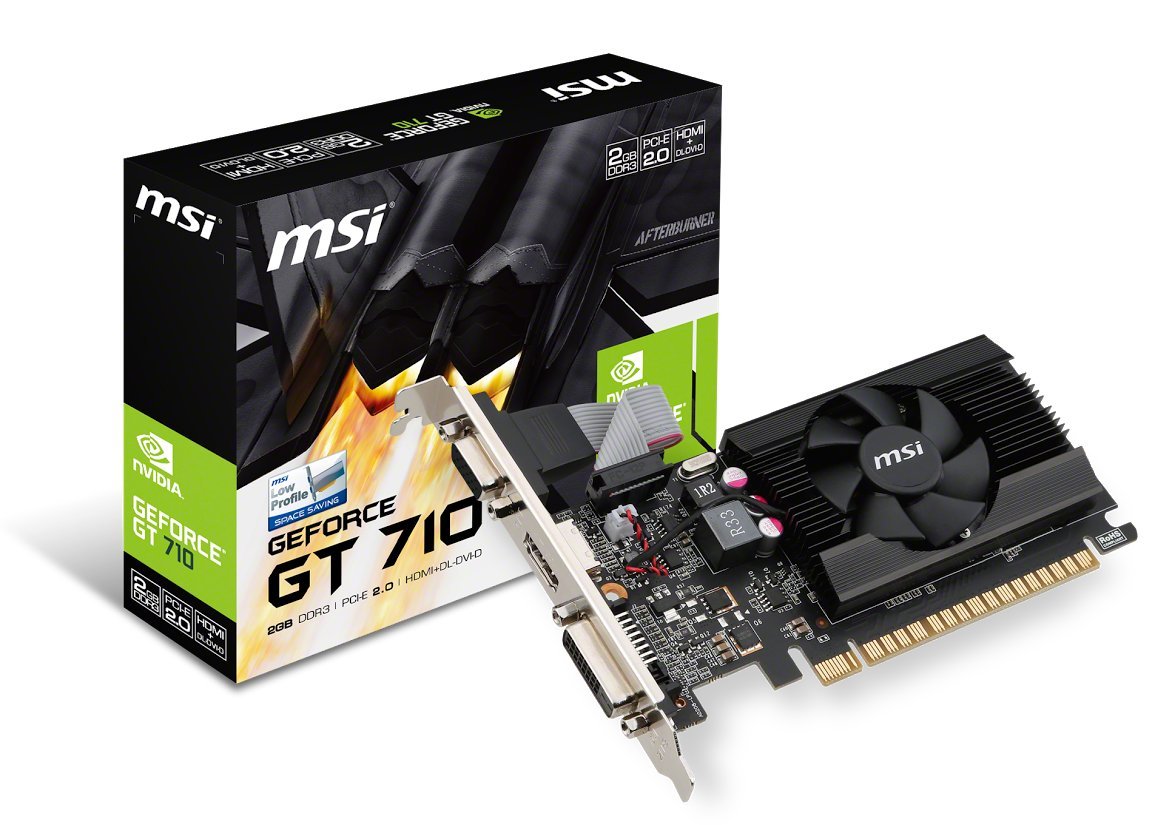 MSI Gaming GeForce GT 710 2GB GDRR3 64-bit HDCP Support DirectX 12 OpenGL 4.5 Single Fan Low Profile Graphics Card (GT 710 2GD3 LP)