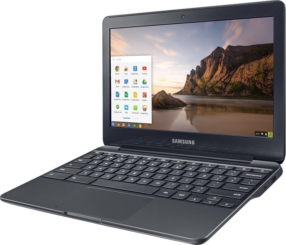 Samsung 11.6″ Chromebook with Intel N3060 up to 2.48GHz, 4GB Memory, 32GB eMMC Flash Memory, Bluetooth 4.0, USB 3.0, HDMI, Webcam, Chrome Operating System