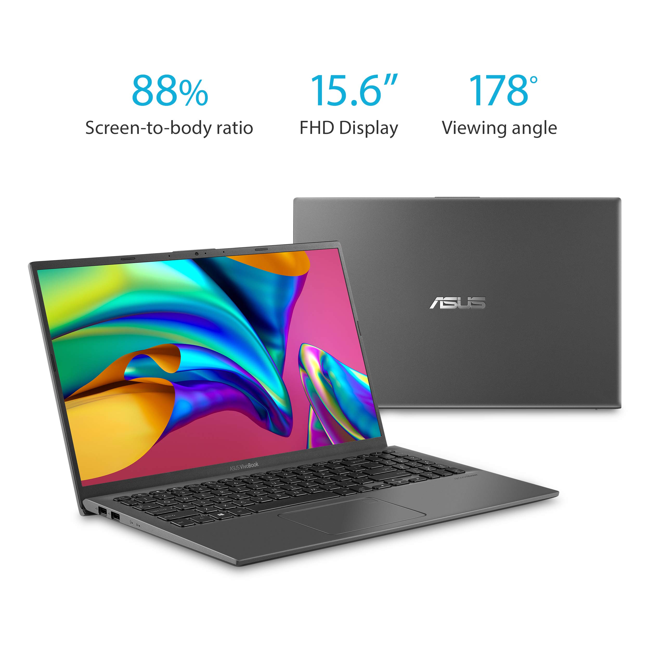 Asus Vivobook 15 Thin and Light 15.6” FHD, AMD Quad Core R3-3200U CPU, 8GB DDR4 RAM, 128G SSD, AMD Radeon Vega 3 Graphics, Windows 10 in S Mode, F512DA-DB34, Slate Gray