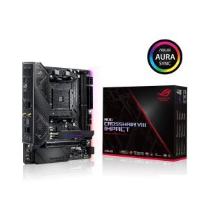 Asus ROG (X570) Crosshair VIII Impact, AMD, AM4, Ryzen 3000, (Mini-DTX) SFF Gaming Motherboard with PCIe 4.0, on-Board WiFi 6 (802.11Ax), Intel LAN, SATA 6GB/s, USB 3.2 Gen 2, SO-DIMM.2 and Aura Sync