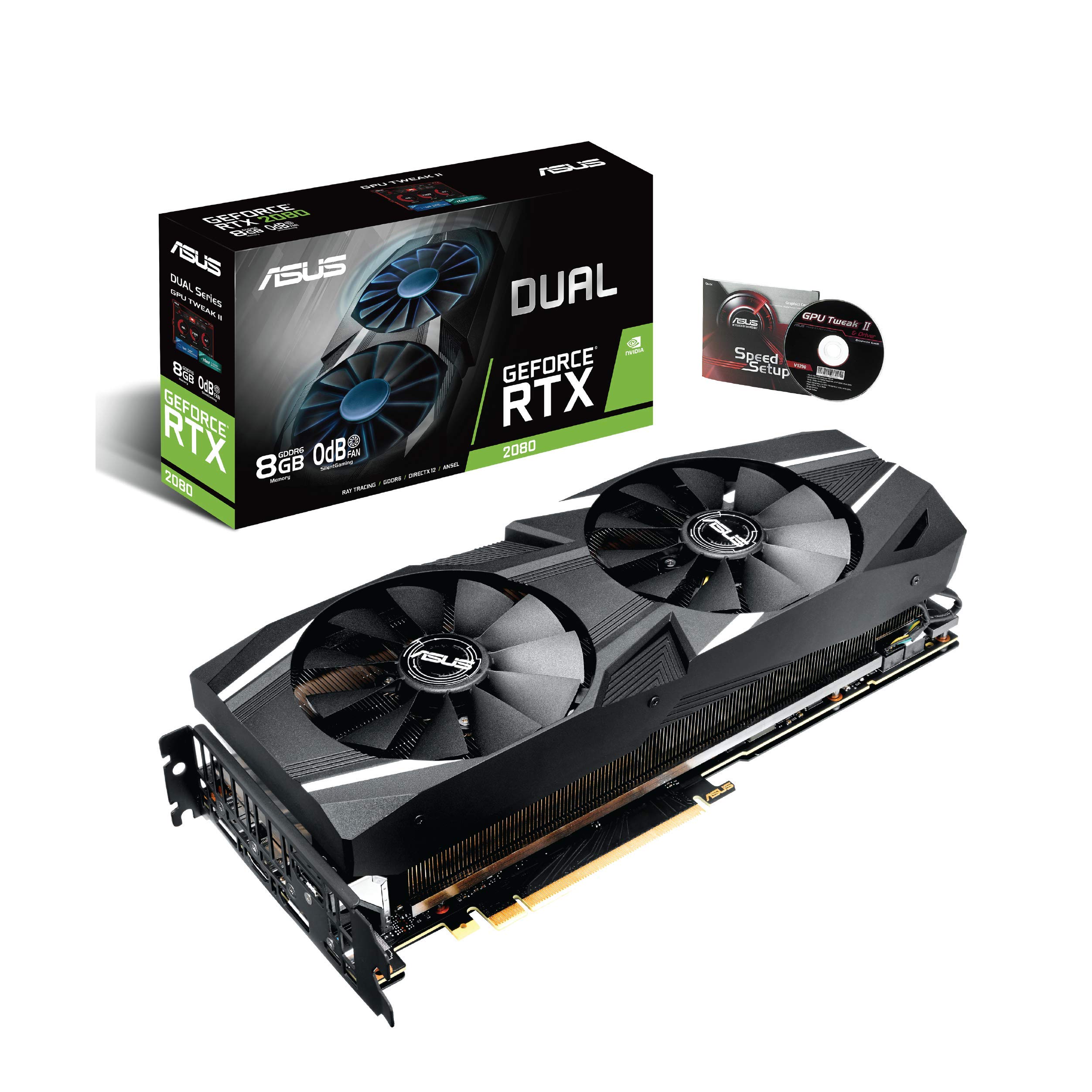 ASUS GeForce RTX 2080 8G GDDR6 Dual-Fan Edition VR Ready HDMI DP USB Type-C Graphics Card (DUAL-RTX-2080-8G)