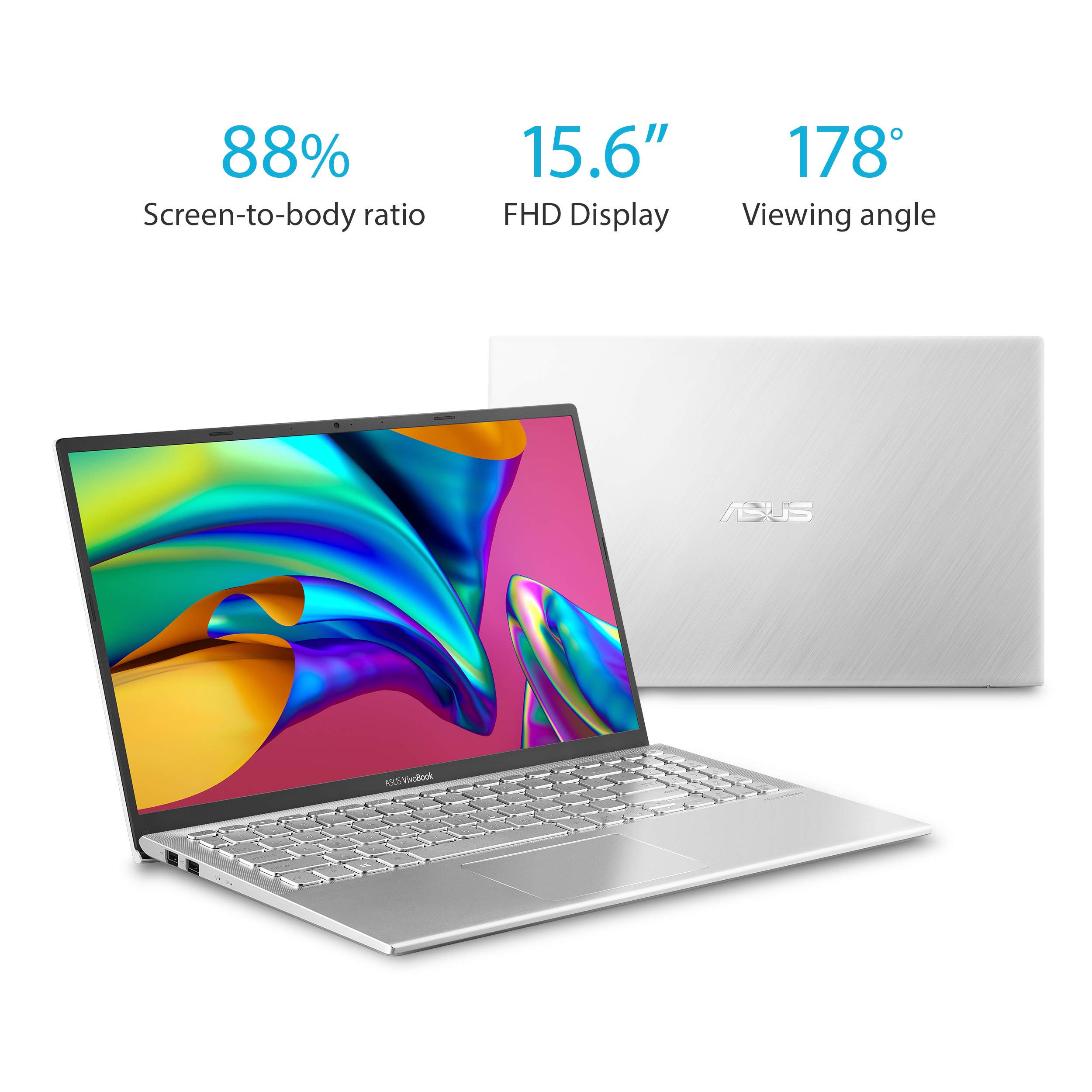 Asus Vivobook S15 S512 Thin and Light 15.6” FHD, Intel Core I5-8265U CPU, 8GB RAM, 256GB PCIe Nvme SSD, NVIDIA GeForce MX250, Windows 10 Home, S512FL-PB52, Silver-Metal