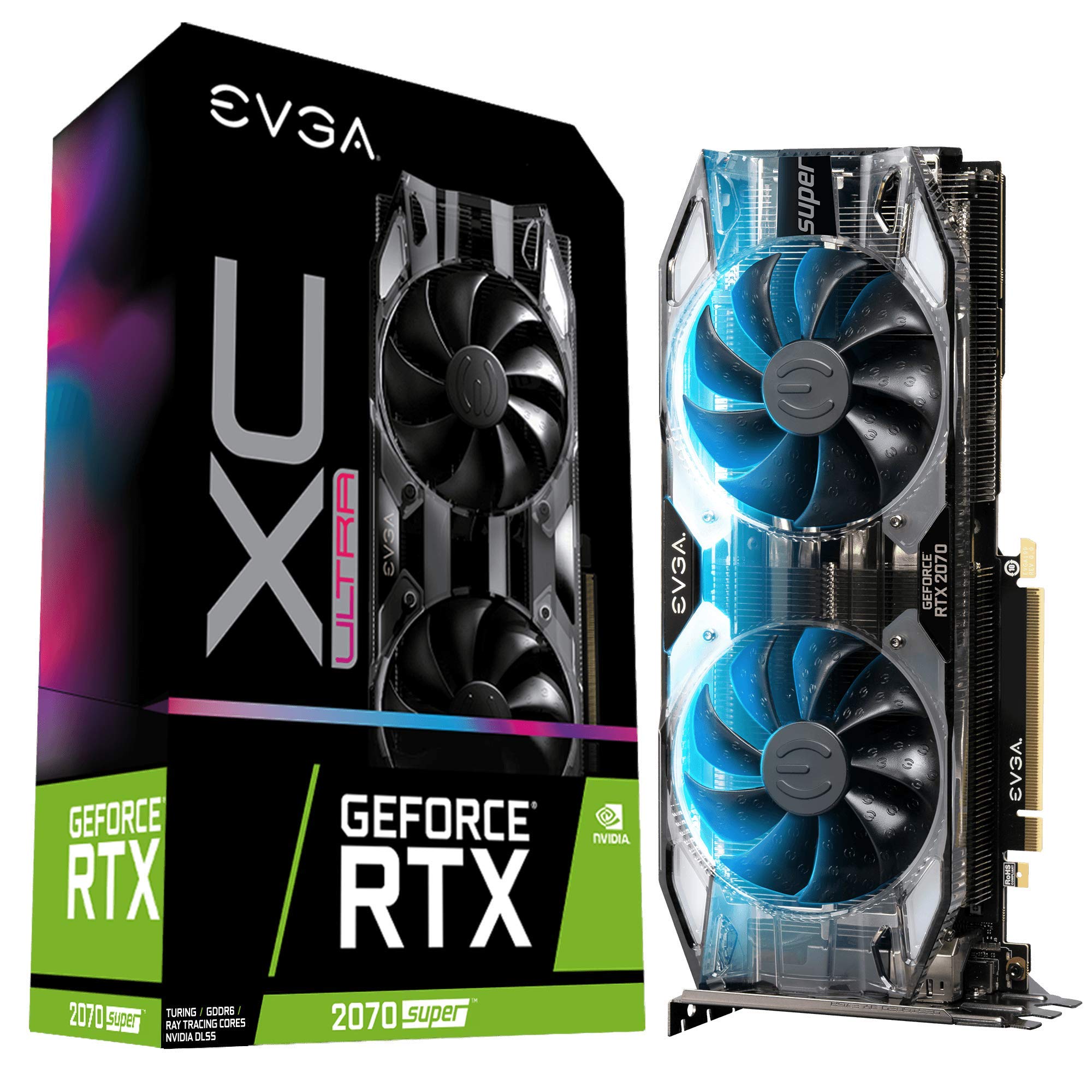EVGA GeForce RTX 2070 SUPER XC ULTRA GAMING, 8GB GDDR6, Dual HDB Fans, RGB LED, Metal Backplate, 08G-P4-3173-KR