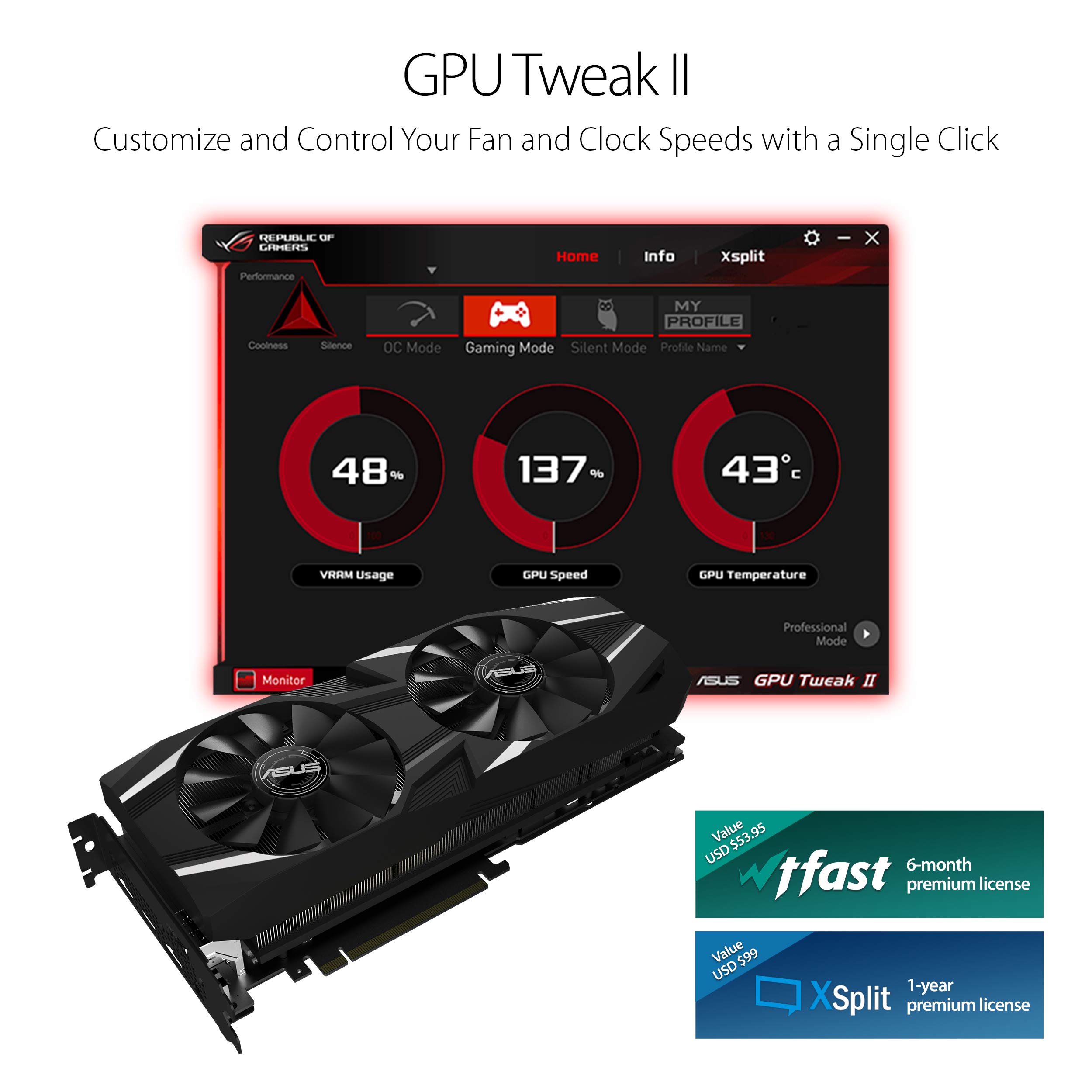 ASUS GeForce RTX 2080 8G GDDR6 Dual-Fan Edition VR Ready HDMI DP USB Type-C Graphics Card (DUAL-RTX-2080-8G)