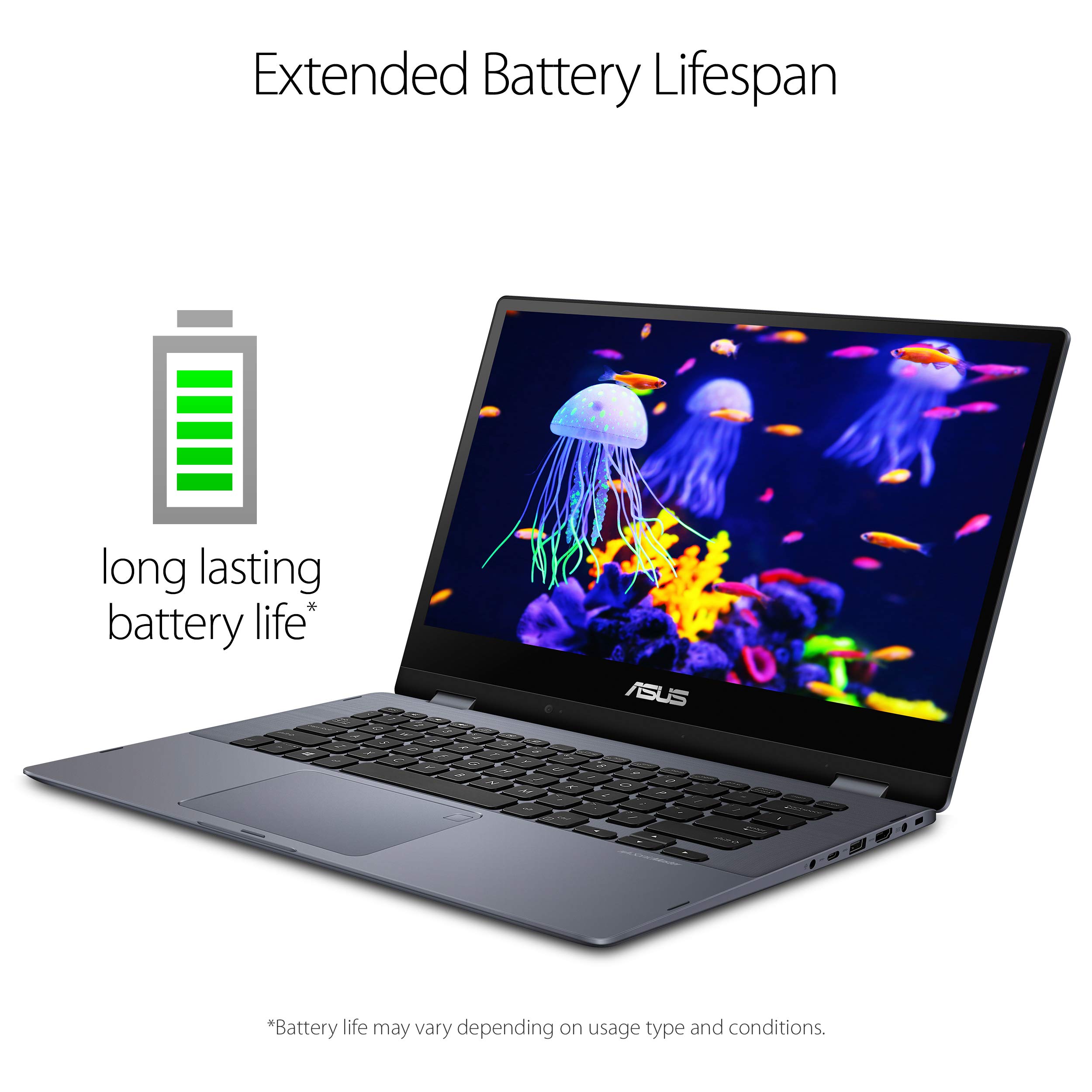 ASUS Vivobook Flip 14 Thin and Light 2-in-1 Touchscreen Laptop, 14” Full HD, Intel Pentium Gold 4415U Processor, 4GB DDR4 RAM, 128GB SSD, Fingerprint Reader, Windows 10 in S Mode, TP412UA-DB21T