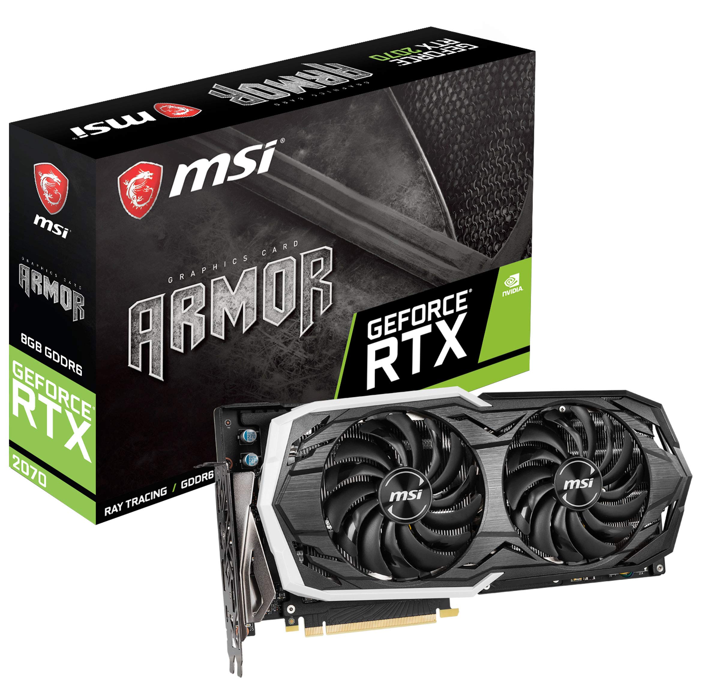 MSI GAMING GeForce RTX 2070 8GB GDRR6 256-bit HDMI/DP/USB Ray Tracing Turing Architecture HDCP Graphics Card (RTX 2070 ARMOR 8G)