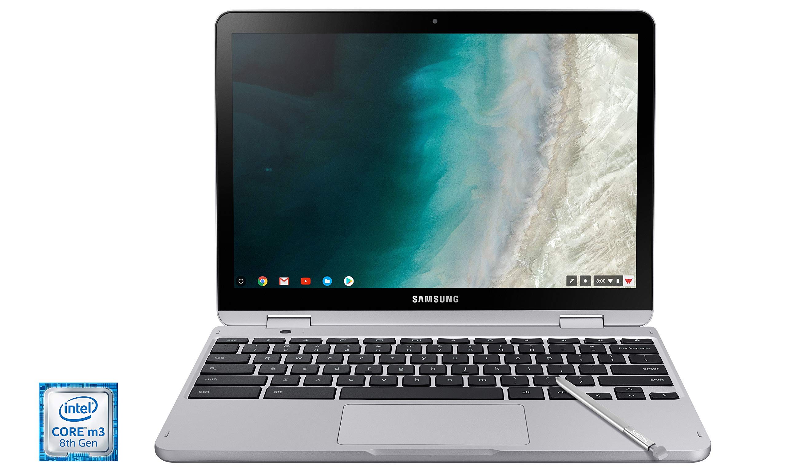 Samsung Chromebook Plus V2, 2-in-1, Intel Core m3, 4GB RAM, 64GB eMMC, 13MP Camera, Chrome OS, 12.2″, 16:10 Aspect Ratio, Light Titan (XE520QAB-K02US)