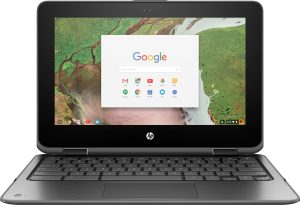 HP Chromebook 11 X360, 11.6″ Corning Gorilla Glass Touchscreen Display, Intel Celeron N3350, Intel HD Graphics 500, 64GB eMMC, 4GB SDRAM, Snow White, 11-ae051wm