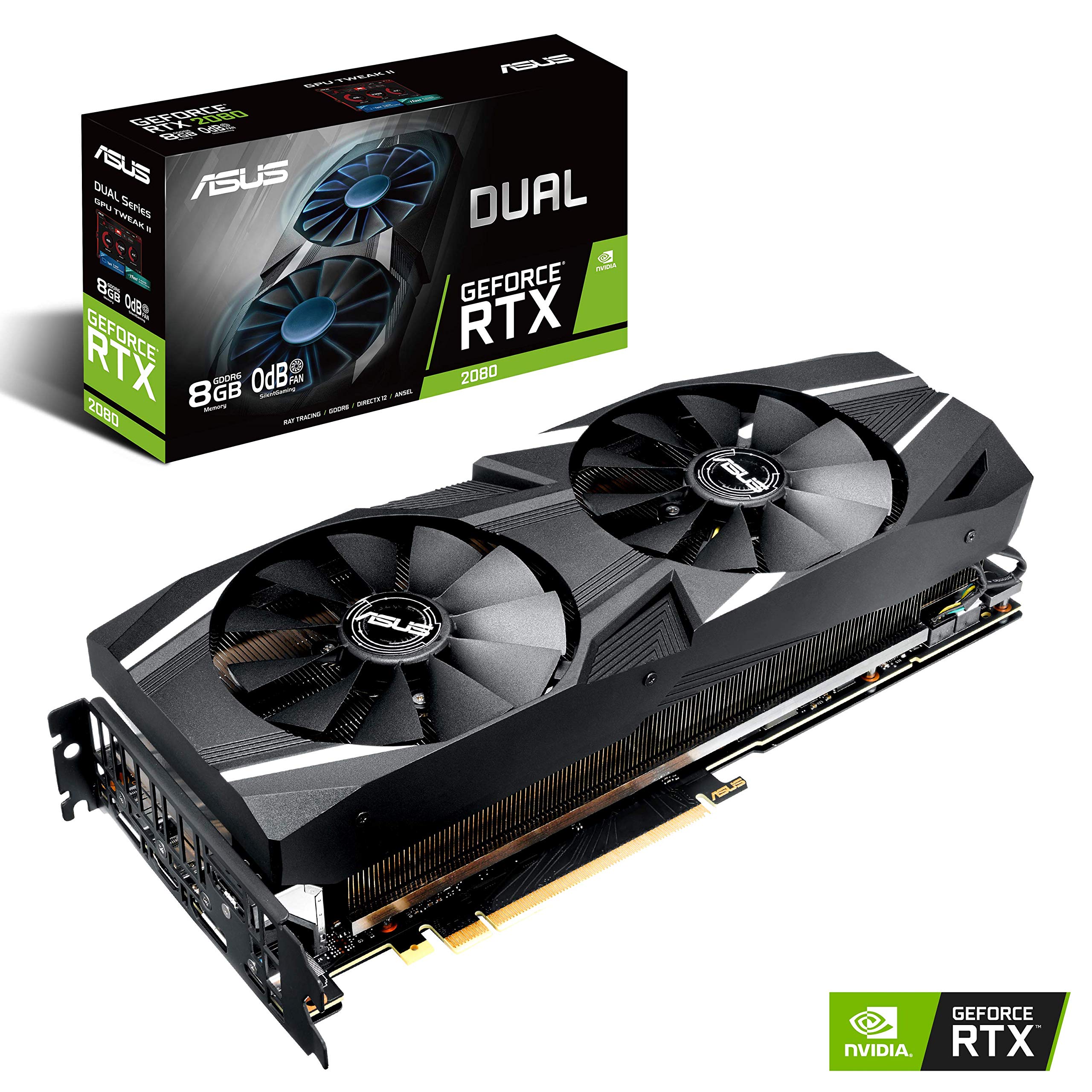 ASUS GeForce RTX 2080 8G GDDR6 Dual-Fan Edition VR Ready HDMI DP USB Type-C Graphics Card (DUAL-RTX-2080-8G)