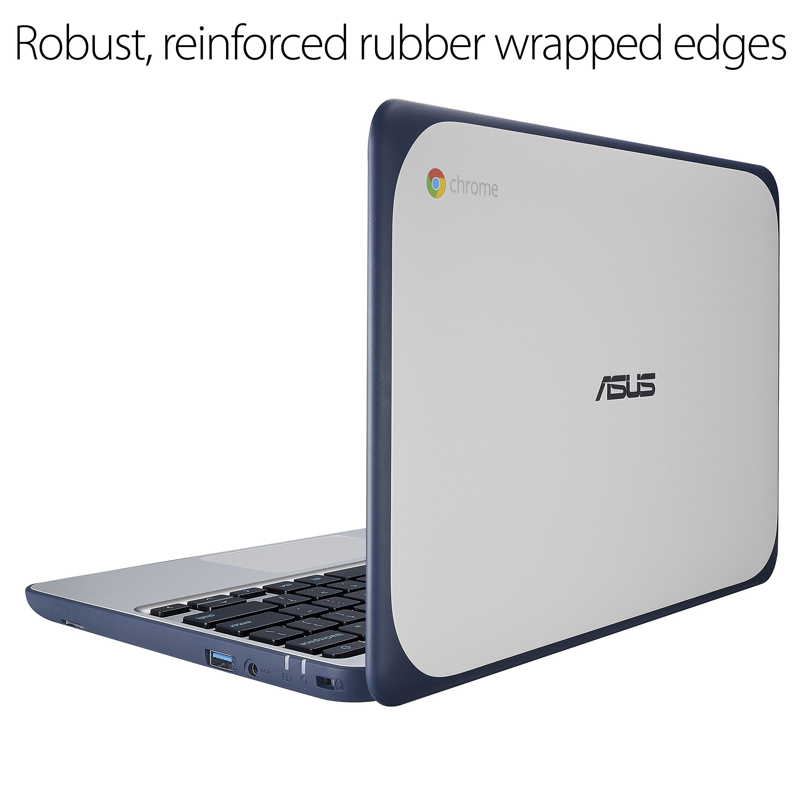 ASUS Chromebook C202SA-YS04 11.6″ Ruggedized and Water Resistant Design with 180 Degree Hinge (Intel Celeron 4GB RAM, 32GB eMMC, Dark Blue)