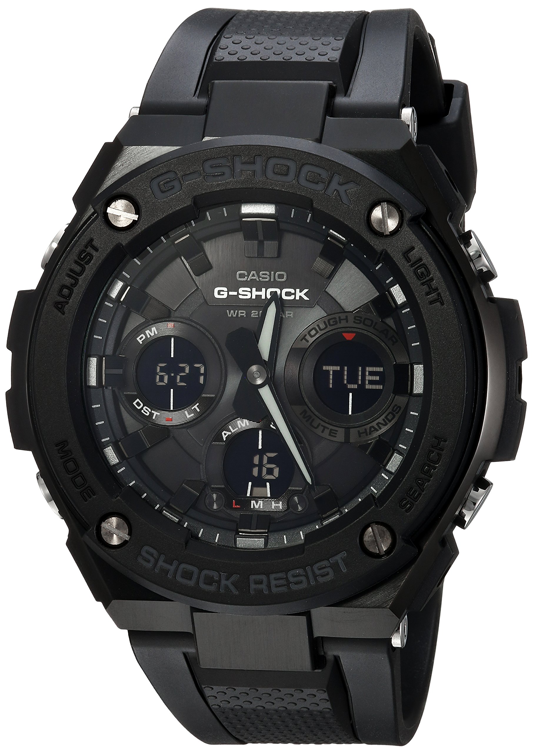 Casio Men’s G Shock Stainless Steel Quartz Watch with Resin Strap, Black, 27 (Model: GST-S100G-1BCR)