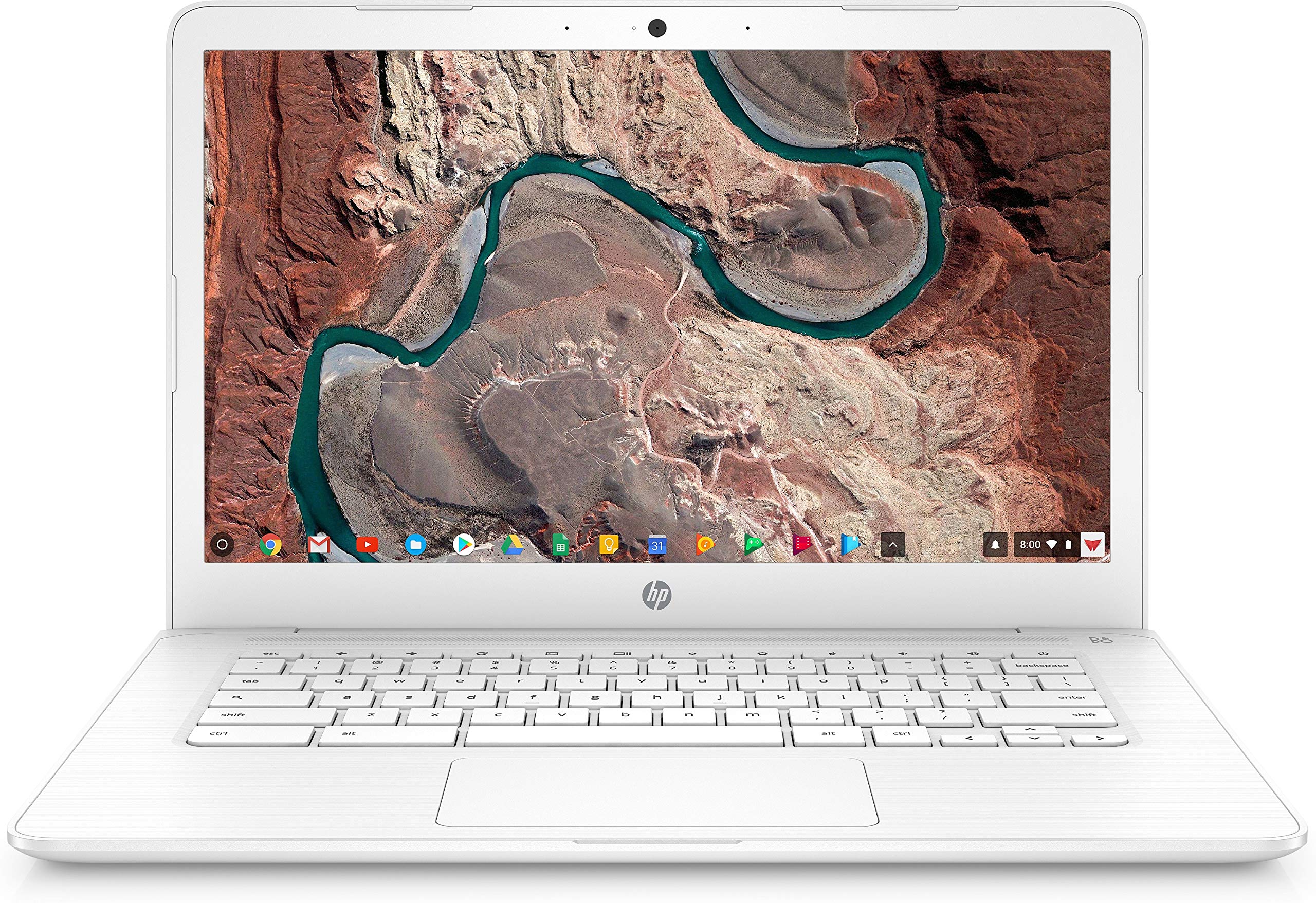 HP Chromebook 14, 14″ Full HD Touchscreen Display, Intel Celeron N3350, Intel HD Graphics 500, 32GB eMMC, 4GB SDRAM, B&O Play Audio, Snow White, 14-ca052wm
