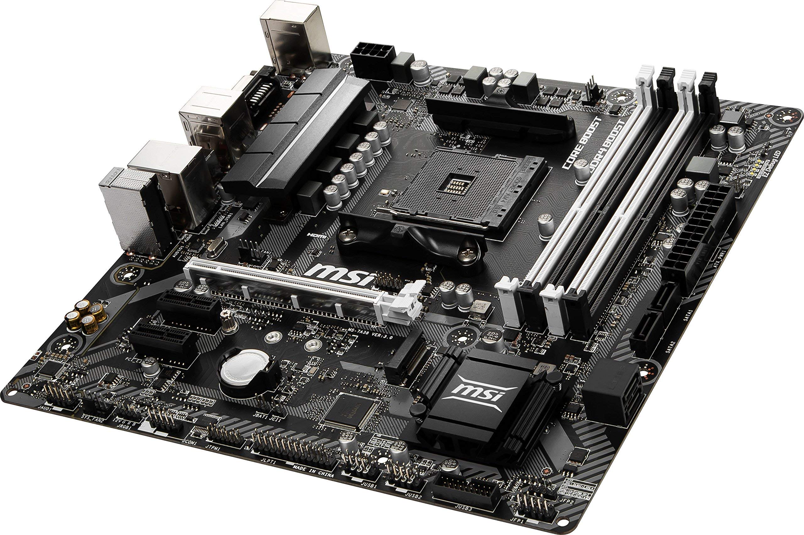 MSI Arsenal Gaming AMD Ryzen 1st and 2nd Gen AM4 M.2 USB 3 DDR4 DVI HDMI Micro-ATX Motherboard (B450M Bazooka) (Renewed)