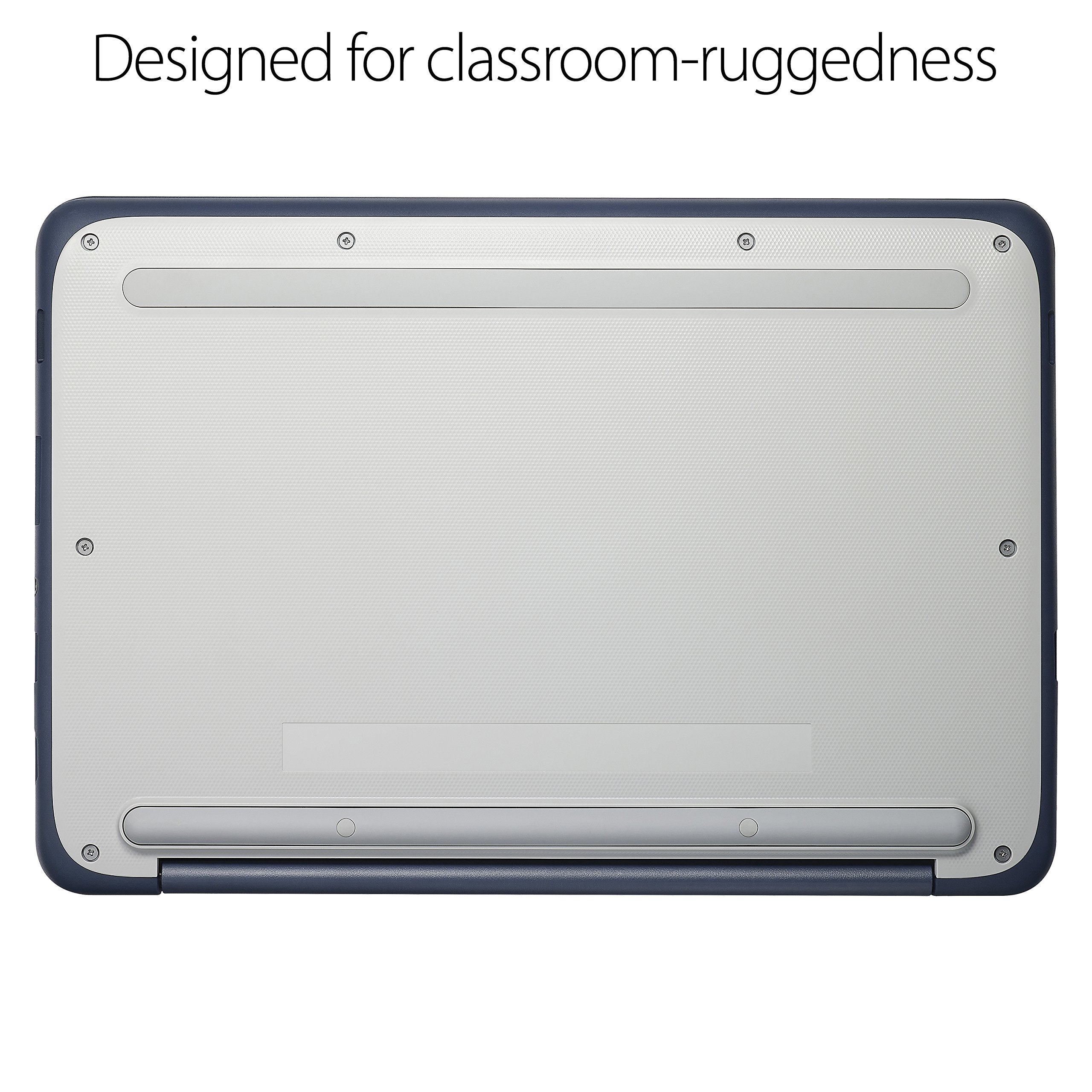 ASUS Chromebook C202SA-YS04 11.6″ Ruggedized and Water Resistant Design with 180 Degree Hinge (Intel Celeron 4GB RAM, 32GB eMMC, Dark Blue)