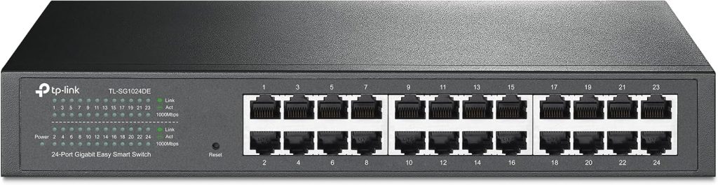 TP-Link TL-SG1024DE 24-Port Desktop Gigabit Easy-Smart Ethernet Switch, Steel Case, 13 Inch Rack-Mount, Black