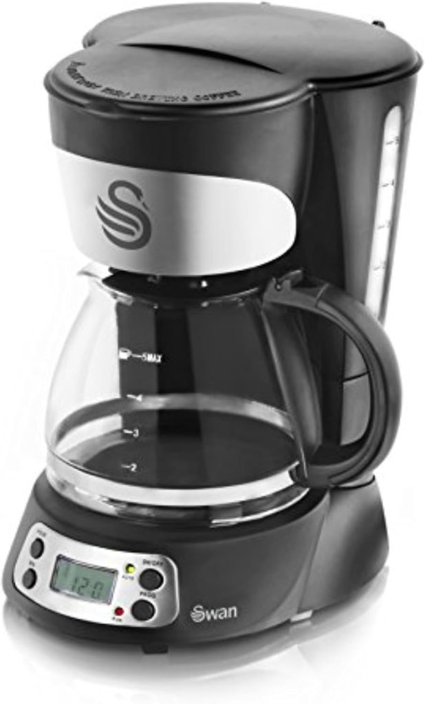 Swan Programmable Coffee Maker with Keep Warm Function, LCD Timer, 750ml, 700W, Black, SK13130N