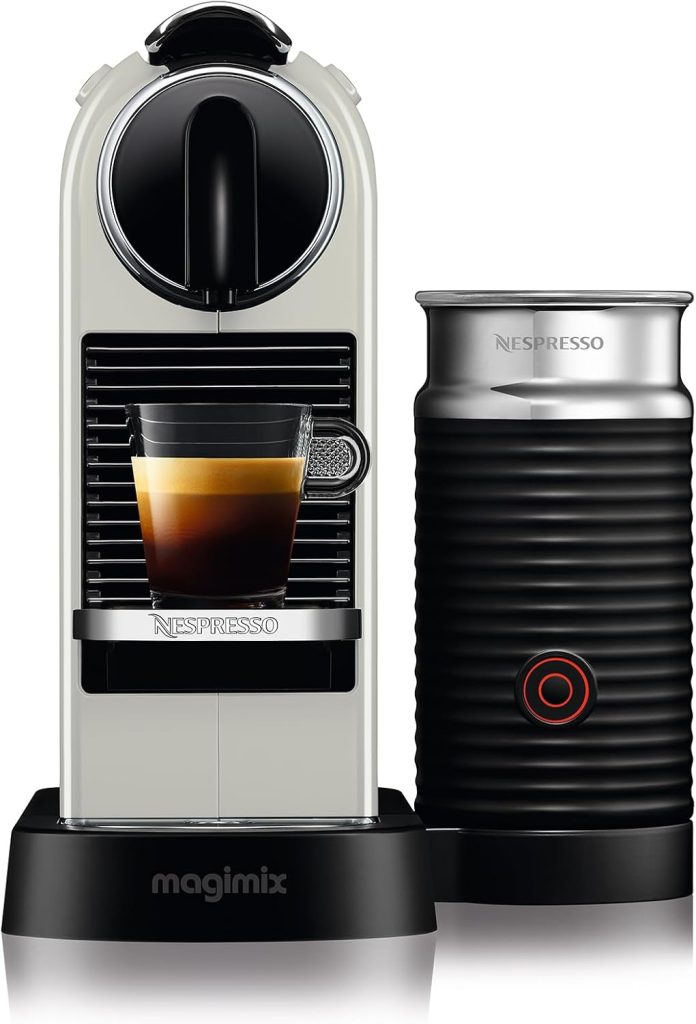 Nespresso Citiz Coffee Machine with Aeroccino Milk Frother by De'Longhi for Original Coffee Pods, Latte, Cappuccino, Espresso, Starter Capsule Set Included, EN267.WAE, White  [Energy Class A]