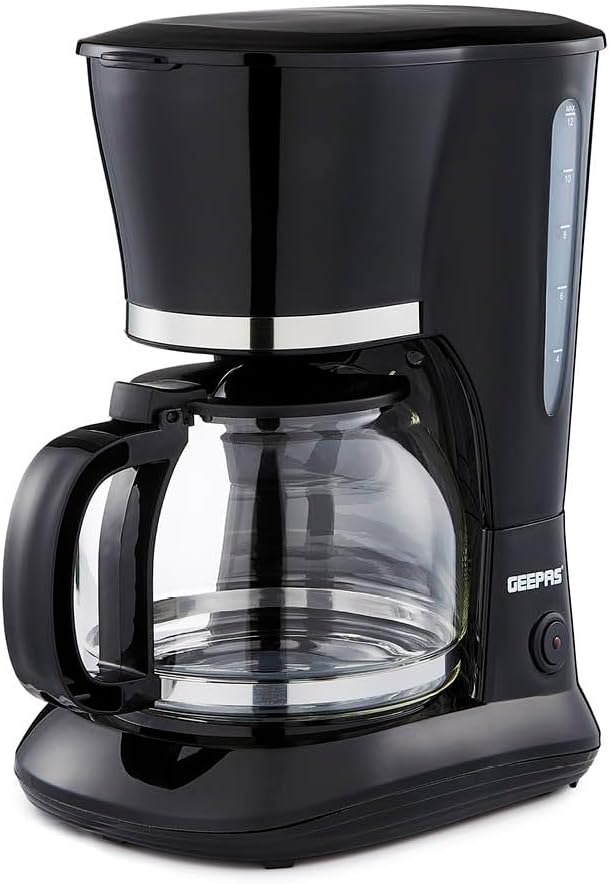 GEEPAS 1.5L Filter Coffee Machine Anti-Drip Auto-Off Feature 800W Black