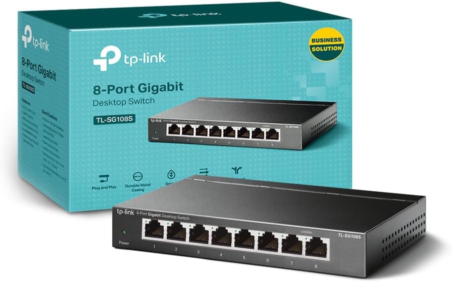 TP-Link TL-SG108S 8-Port Gigabit Network Switch, Metal Ethernet Switch