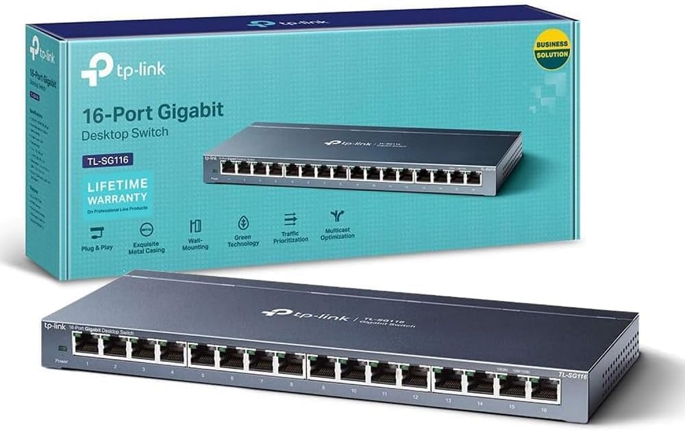 TP-Link TL-SG116 16-Port Gigabit Network Switch, Ethernet Switch