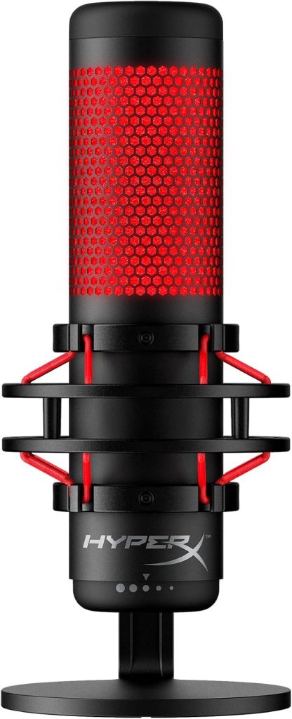 HyperX QuadCast – Standalone Microphone | For streamers, content creators and gamers | PC, PS4, and Mac, usb | Anti-vibration shock mount | Tap-to-mute sensor | Built-in pop filter