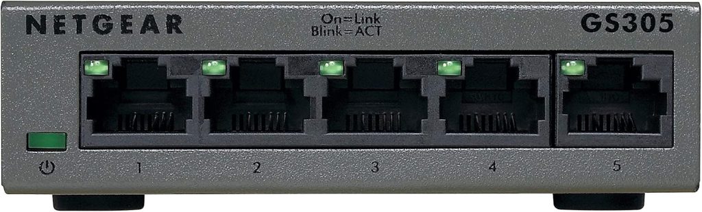 NETGEAR 5 Port Gigabit Network Switch (GS305) | Unmanaged Ethernet Switch | Ethernet Splitter | Silent Operation | Desktop or Wall Mount