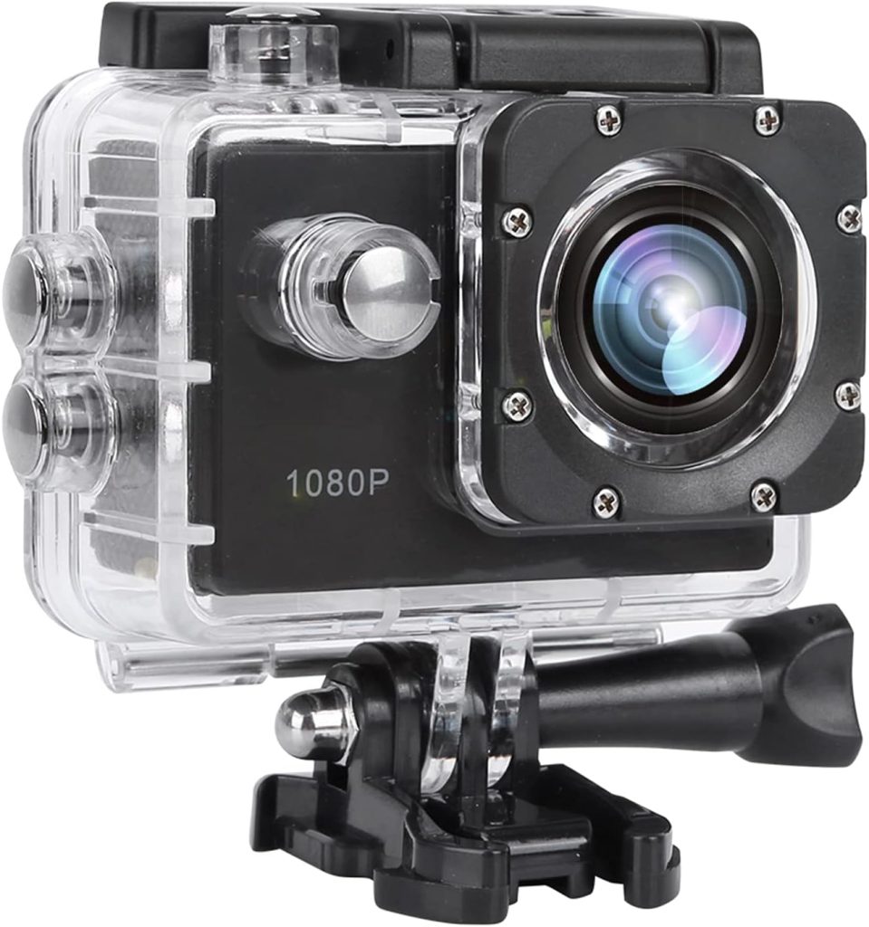 Topiky 1080P Sports Camera,30m Waterproof 140° Wide Angle Action Camcorder with 2in TFT LCD HD Screen,Single Shoot and Snapshoot Function(Black)