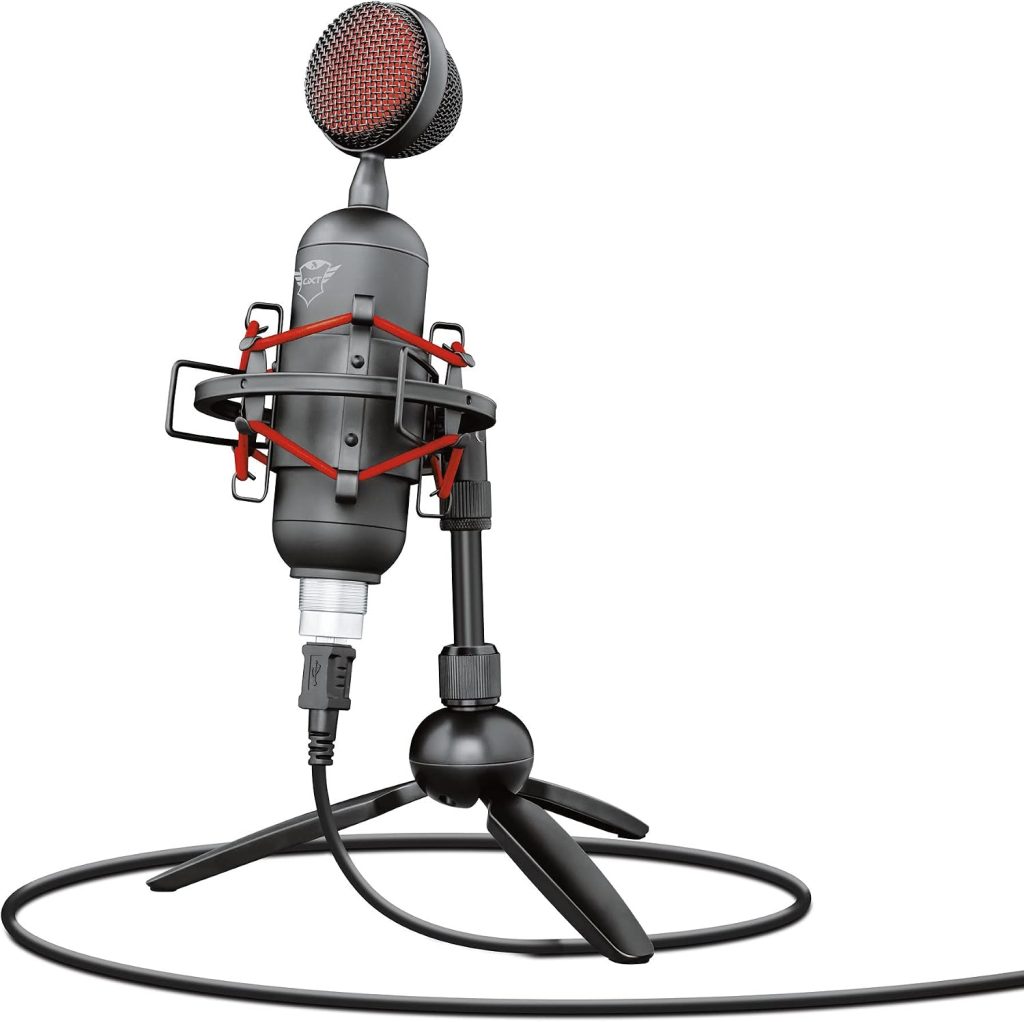 Trust GXT 244 Buzz USB Streaming Microphone, USB Microphone with Clear Audio, Background Noise Reduction, High-end Mount and Tripod Stand, Gaming Microphone for PC, YouTube, Laptop and PS4 - Black