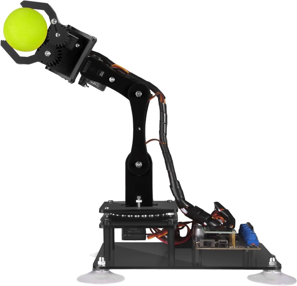 Adeept 5-DOF Robot Toys Arm Kit 5Axis Robotic Compatible with Arduino IDE Programmable DIY Coding STEM Robotics with OLED Display Processing Code and PDF Tutorials - Black