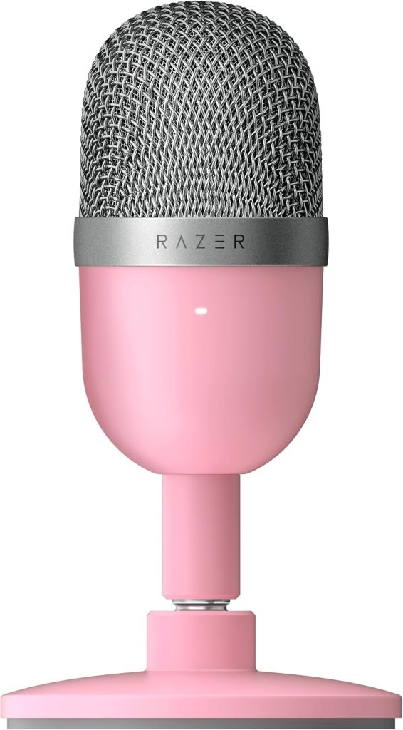 Razer Seiren Mini - USB Condenser Microphone for Streaming (Compact with Supercardioid Polar Pattern, Tiltable Stand, Integrated Shock Absorber) Quartz Pink
