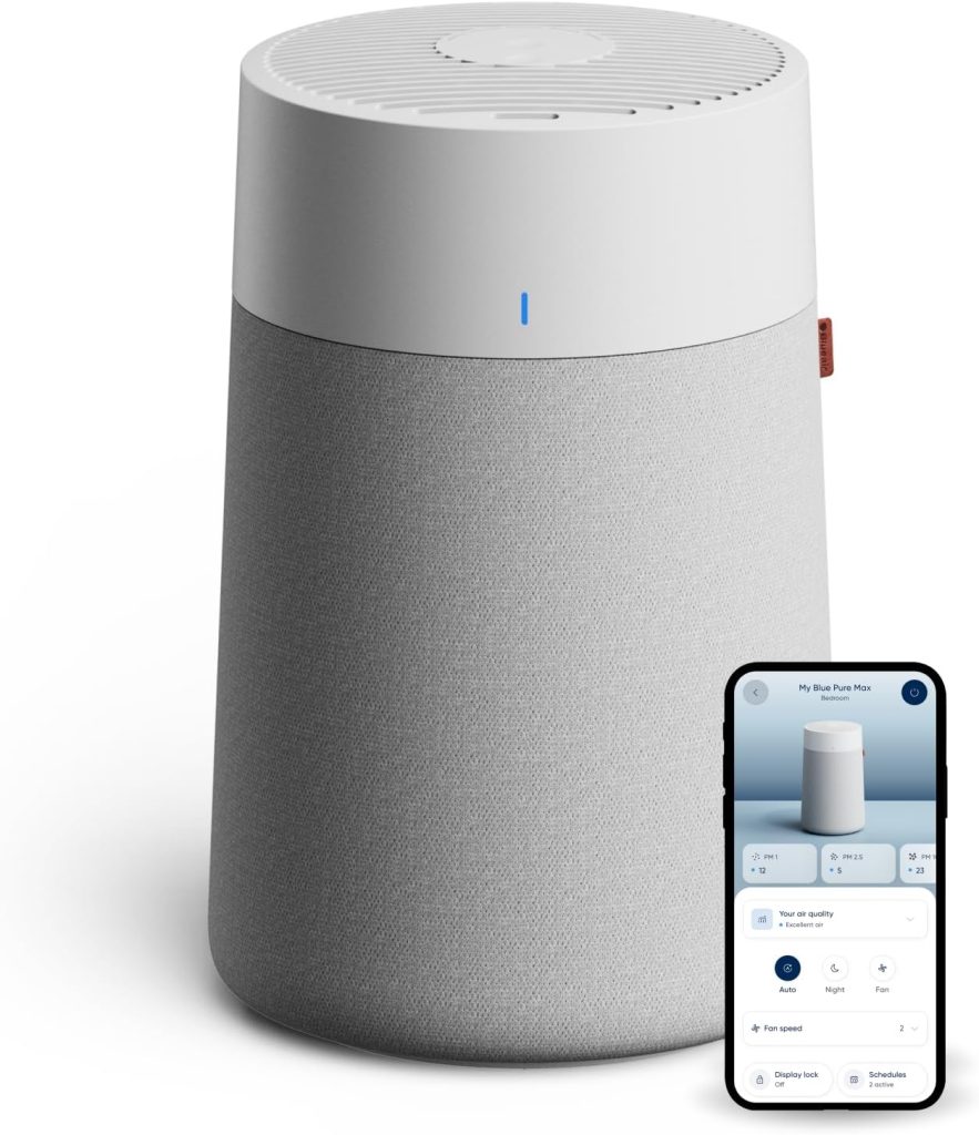 Blueair Blue 511i Max Smart WiFi Air Purifier, HEPASilent Dual Filtration Up To 105.7m², Whisper Quiet, Air Cleaner for Pets, Allergies, Virus, Dust, Mould, Smoke