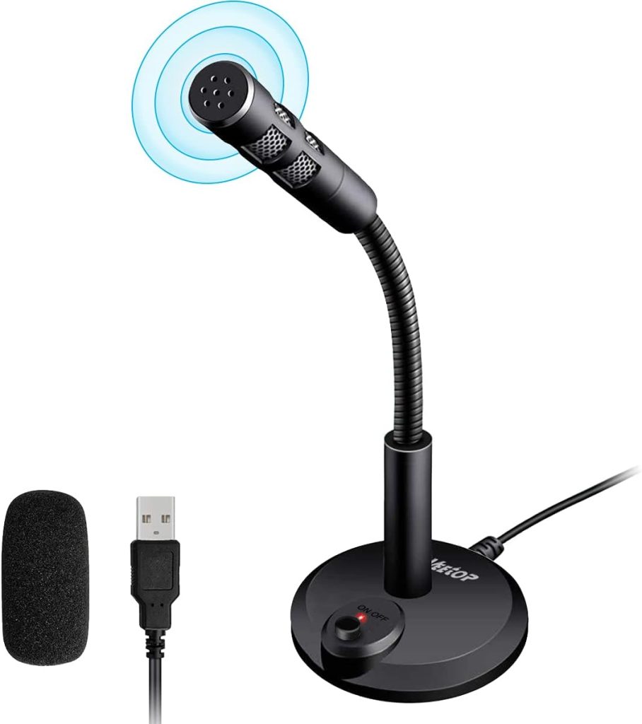 Veetop USB Microphone - Omnidirectional PC Mic for Conferencing, Gaming, Chat & Podcasting - Compatible with Laptop, Mac, PS4, Windows & Linux