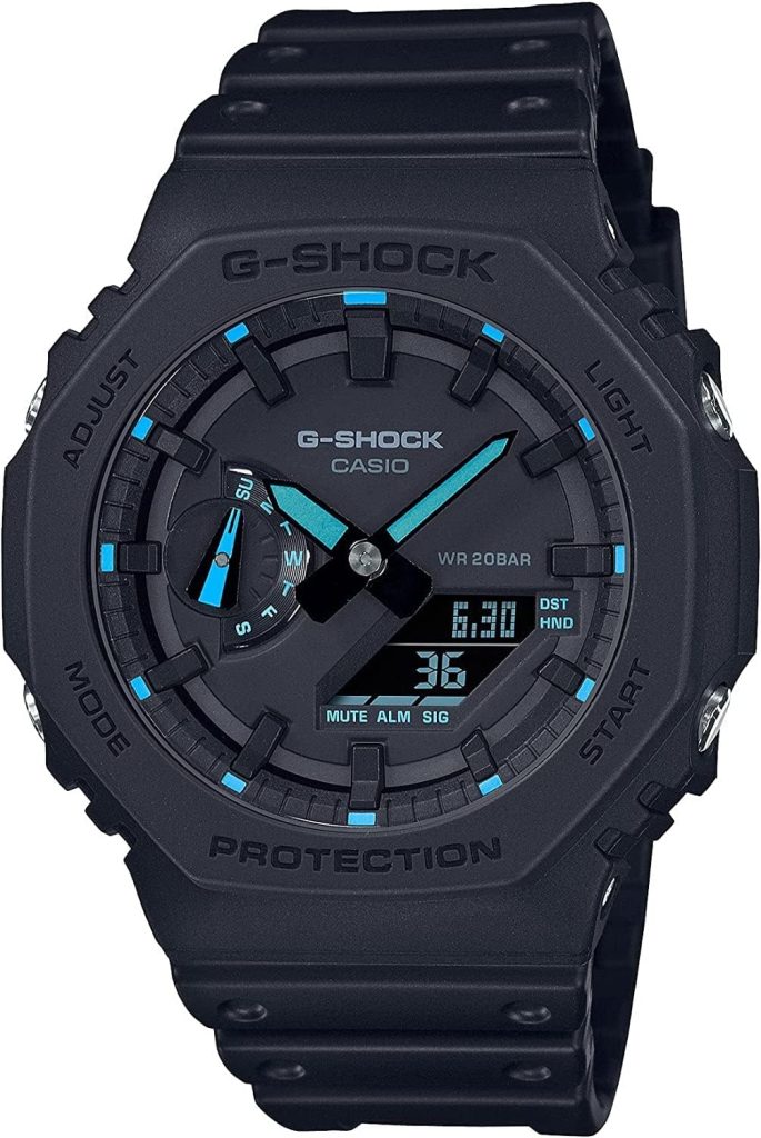 G-Shock GA2100-1A2 Neon Accent Watch, Blue, Blue, One Size, Digital