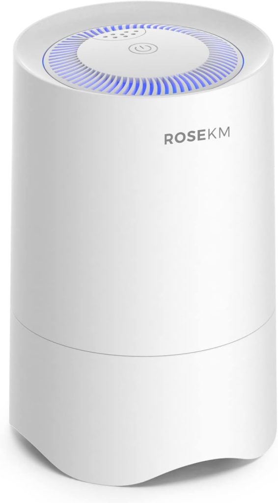 ROSEKM HEPA Air Purifier for Bedroom, Air Cleaner with Aroma Box & Night Light for Home Smoke, Dust Remove, Pet Dander, Odor (White)