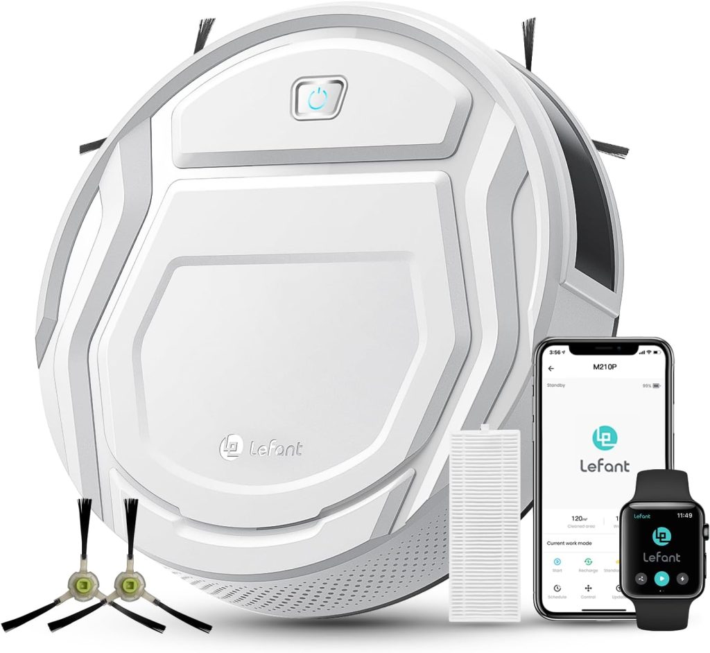 Lefant M210 Robot Vacuum Cleaner, 2200Pa Strong Suction, 7.8cm Thin 28cm DIA, Automatic Self-Charging Small Robotic Vacuum, Wi-Fi/App/Alexa Control, Ideal for Pet Hair Hard Floor and Carpet