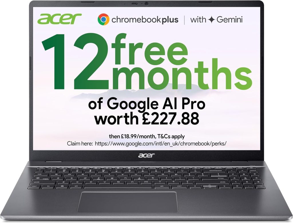 Acer Chromebook Plus 516 CB516-1H Laptop - Intel Core i5-1334U, 8GB, 256GB SSD, Integrated Graphics, 16" WUXGA, Chrome OS, Iron