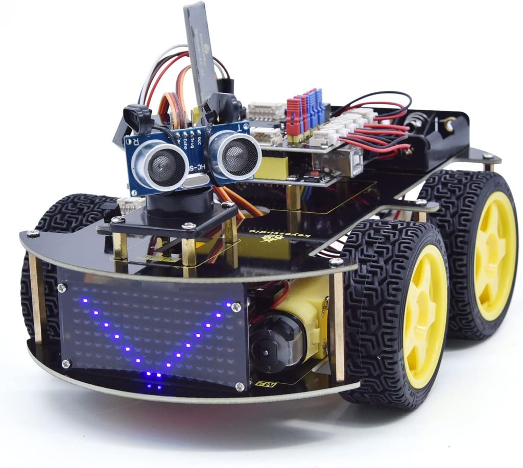 KEYETSUDIO 4WD Smart Coding Robot Car Kit for Arduino, Arduino Starter Kit, DIY Electronic Kit for Adult Teen, 15+, Programmable Robotic Project
