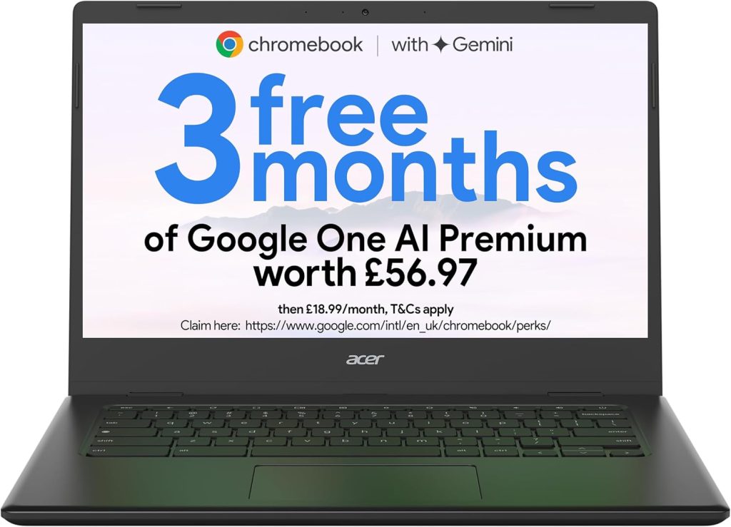 Acer Chromebook 314 CBOA314-1H Laptop - Intel Celeron N4500, 4GB, 64GB eMMC, Integrated Graphics, 14" Full HD, Chrome OS, Black