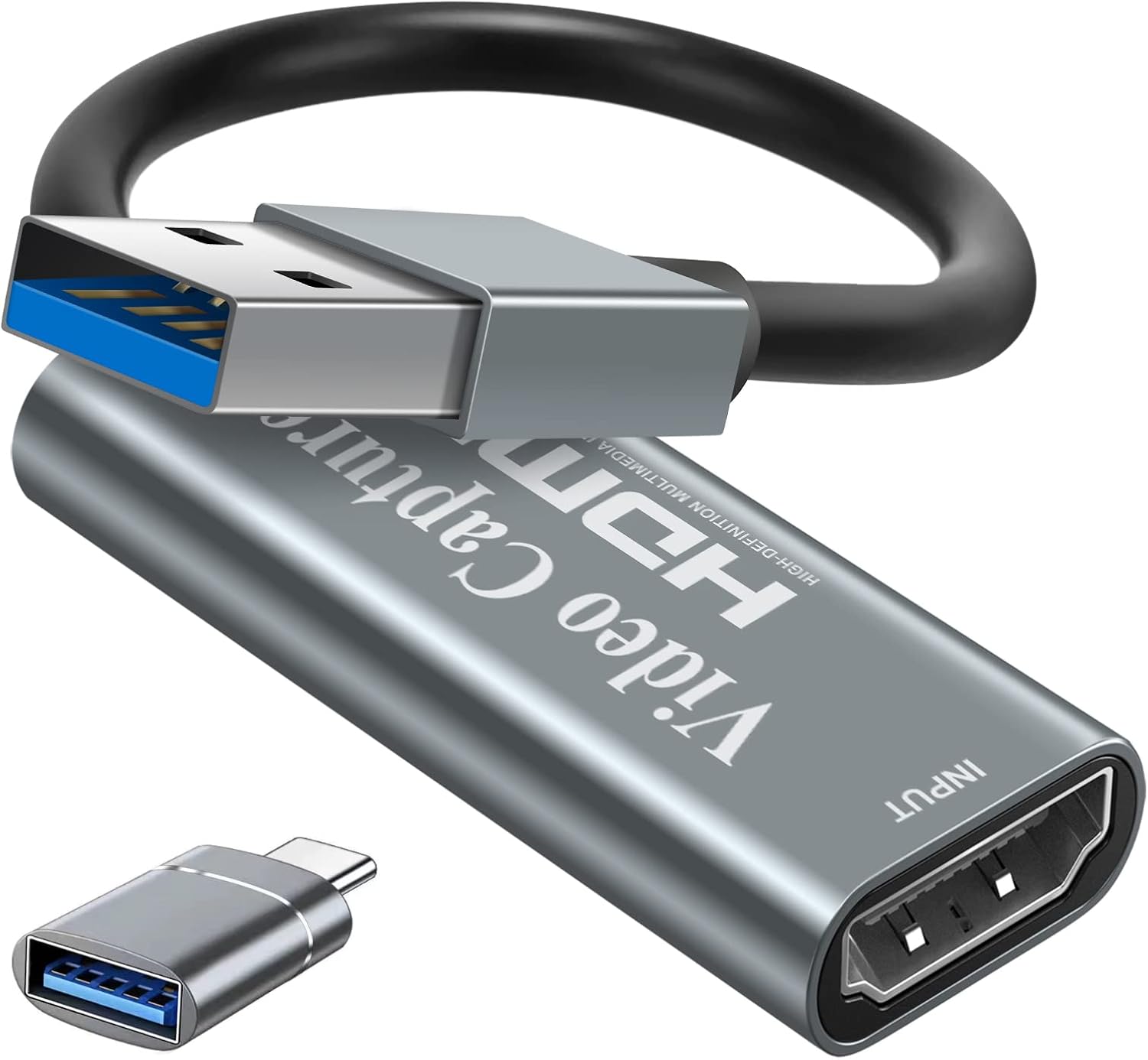 video capture card, Papeaso 4K HDMI to USB capture card, Full HD 1080p video capture device, HDMI Video Game Capture for Editing Video/Games/Streaming/Online Teaching(silver)